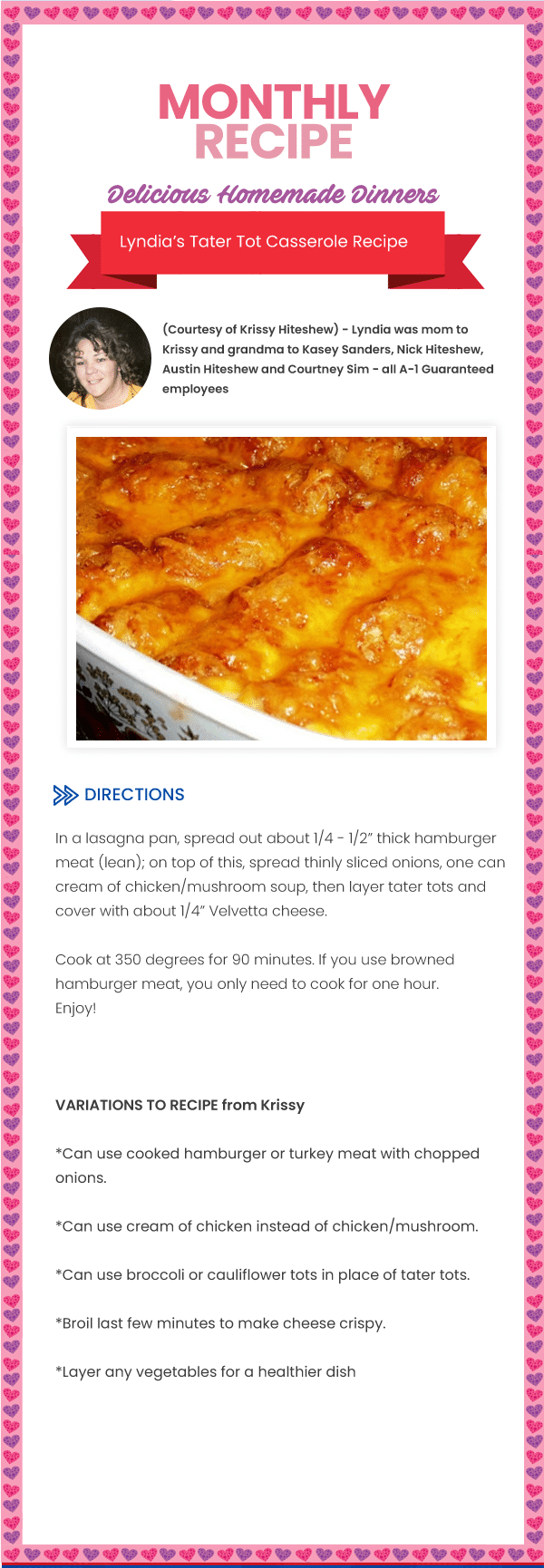 Lyndia's Tater Tot Casserole Recipe
