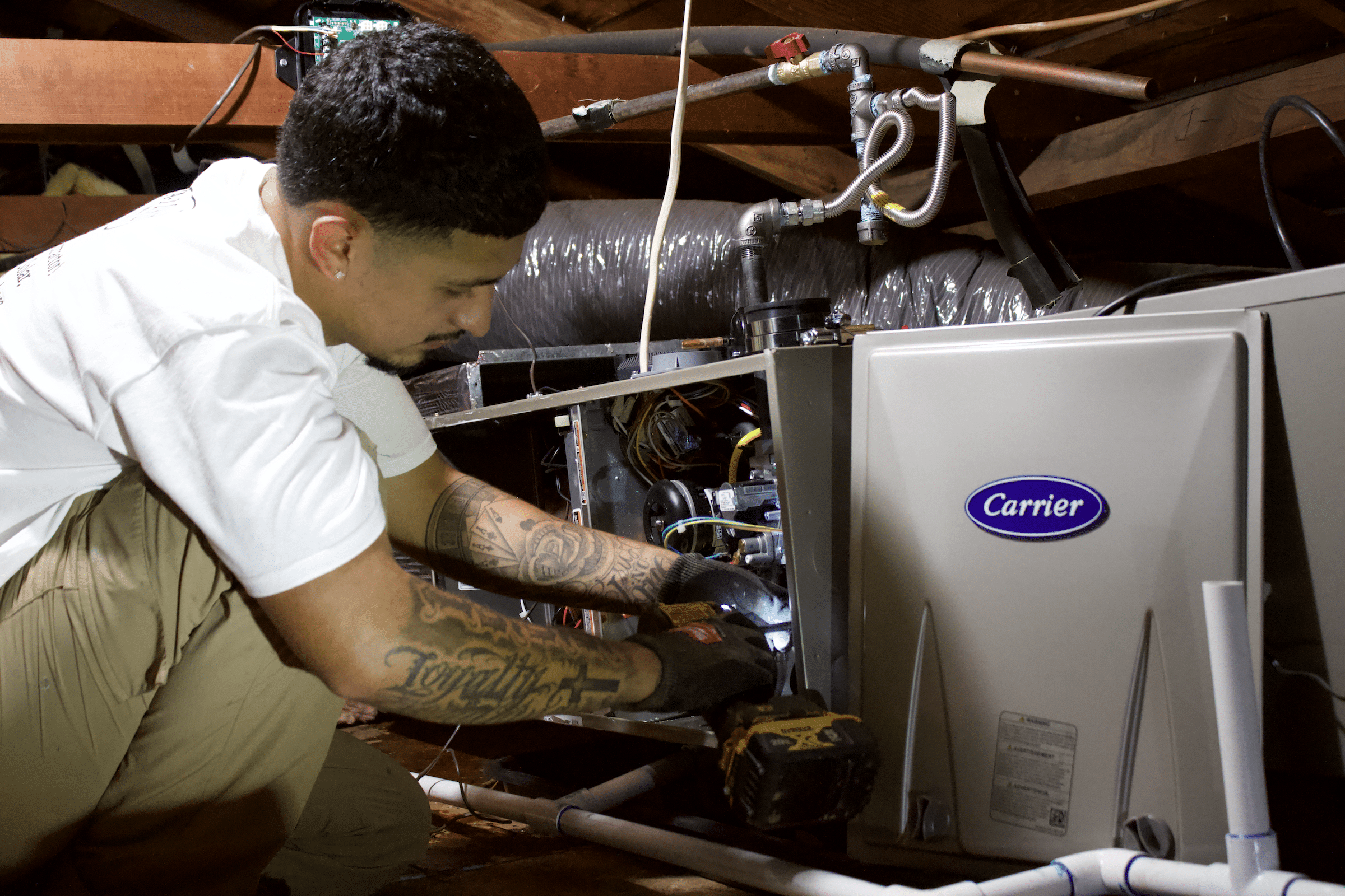 Technician Working On Furnace