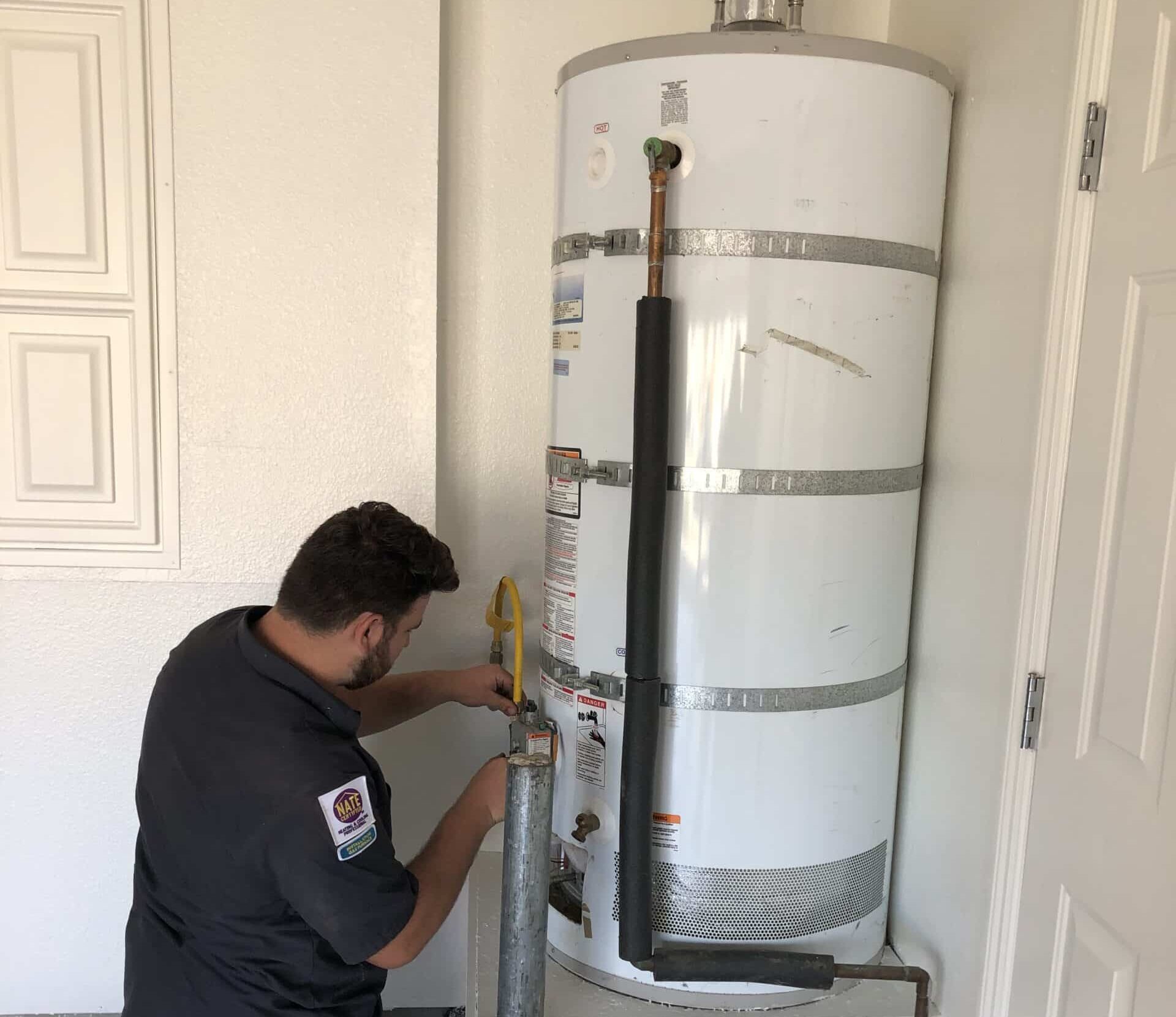 A-1 Guaranteed team member working on heat pump water heater