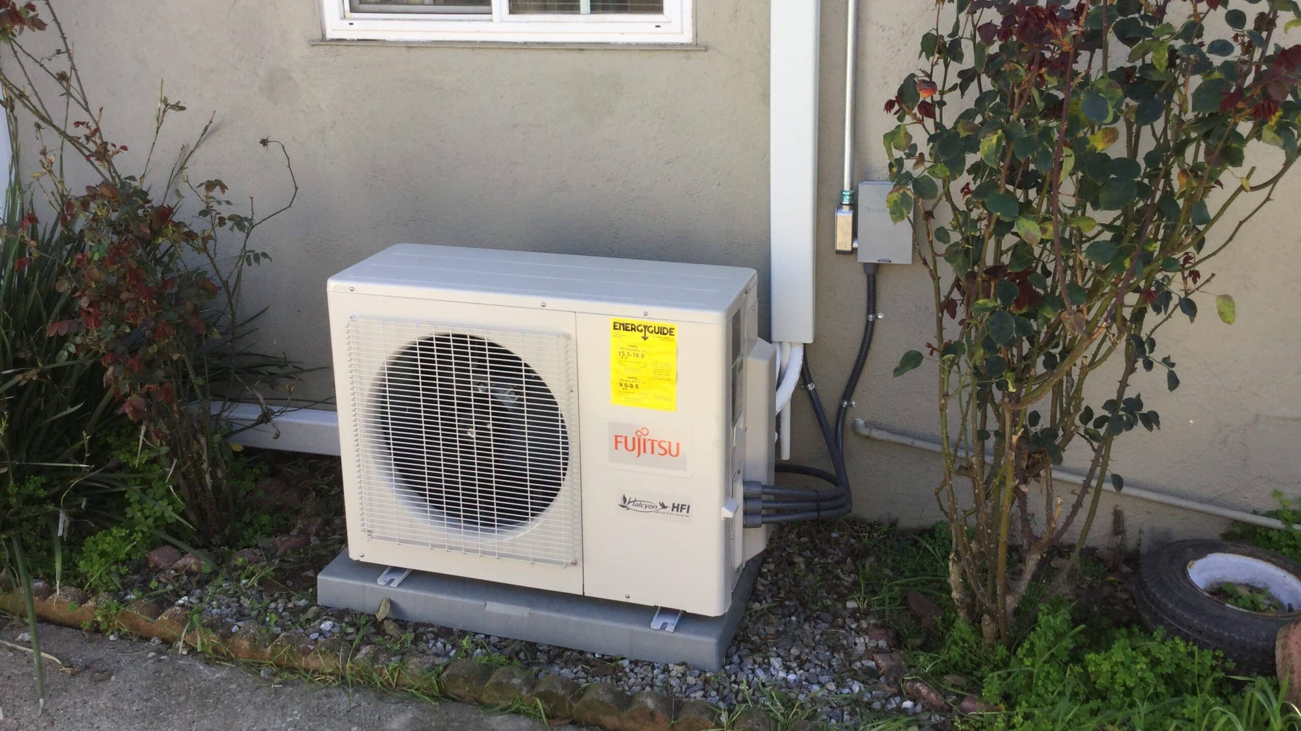 Heat pump outside home